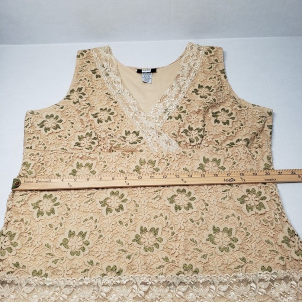 Vintage Studio 1940 Lace Tank Top Womens Beige V-Neck Sleeveless Grunge Romantic - Picture 5 of 14